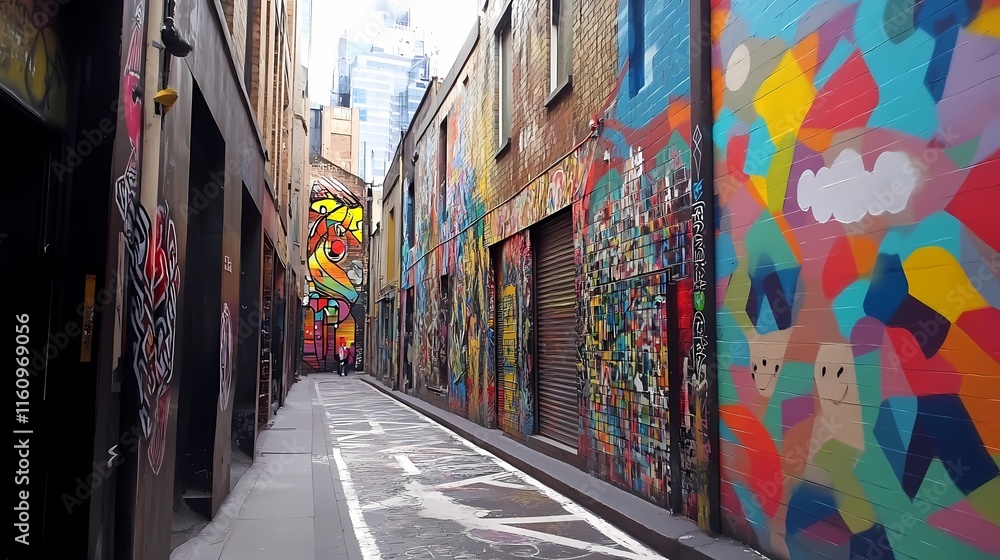 Fototapeta premium Vibrant Graffiti Alleyway in Melbourne