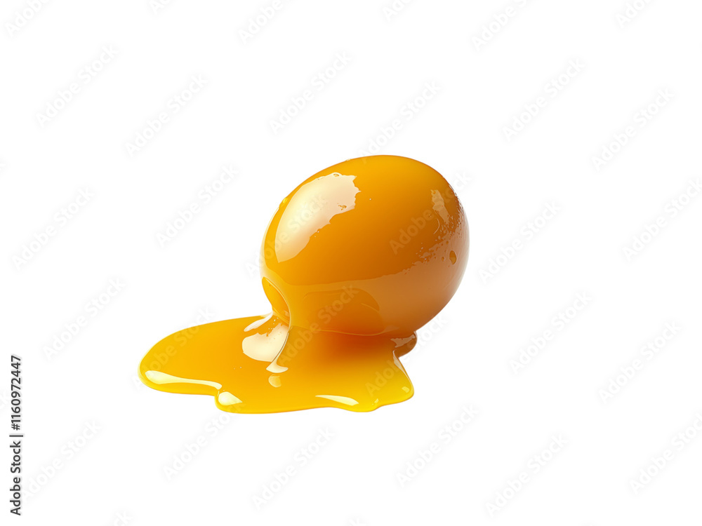Fototapeta premium Fresh Egg with Yolk on Shiny Surface Isolated on transparent background