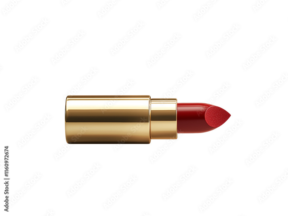 Bold Red Lipstick in Elegant Gold Case Isolated on transparent background Bold Red Lipstick in Elegant Gold Case Isolated on transparent background