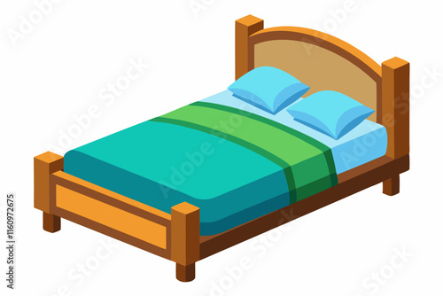 Beautiful  soft  bed on a white background