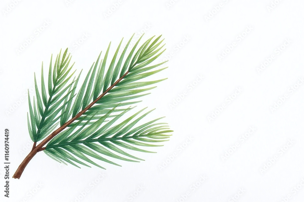 soft watercolors pine branch clean white surface create serene winter soft watercolors pine branch clean white surface create serene winter