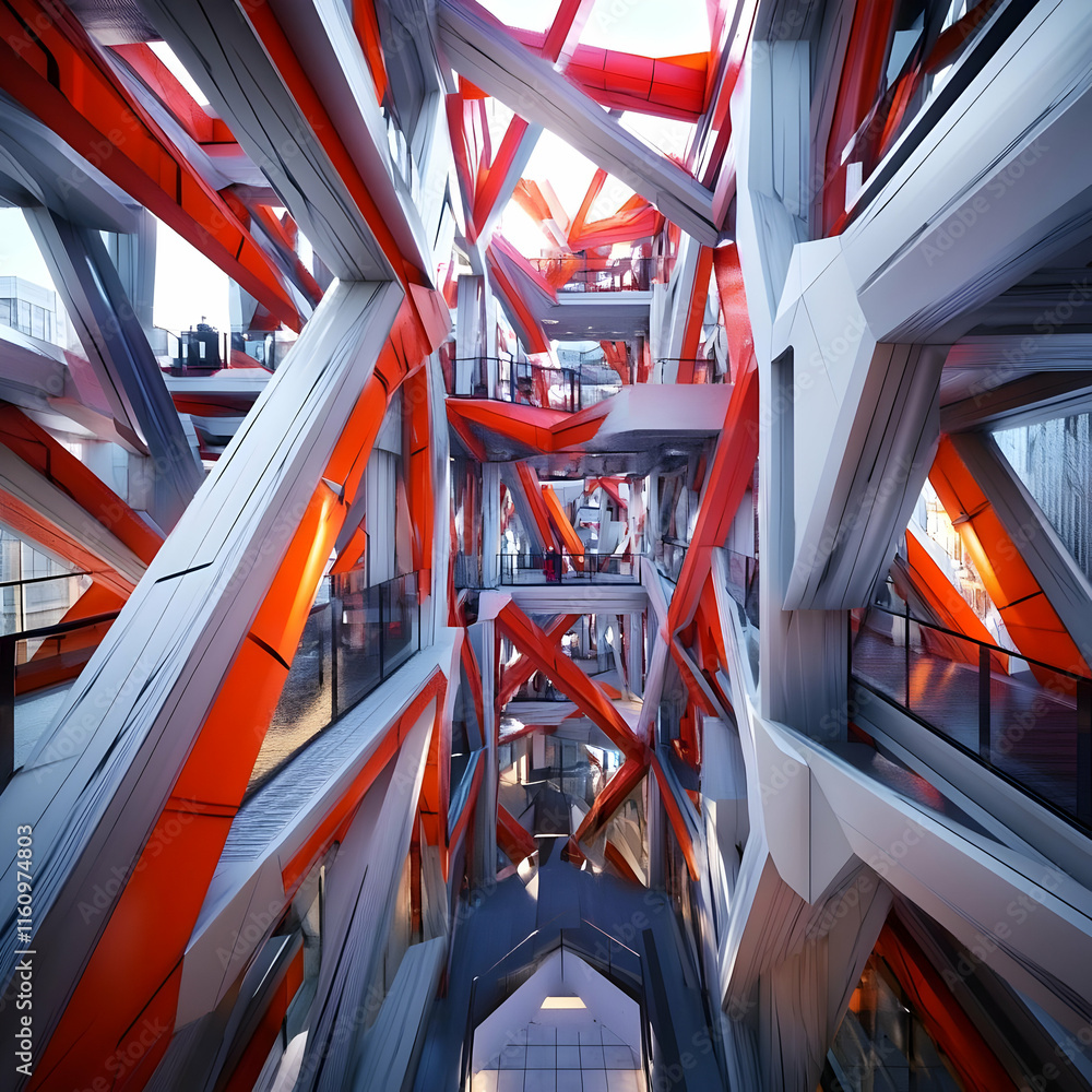 Abstract 3D Red White Building Illustration Abstract 3D Red White Building Illustration