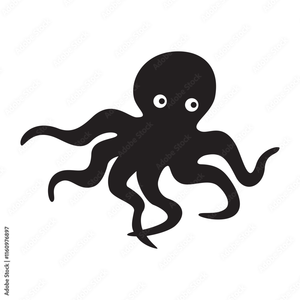 Obraz premium octopus silhouette design. animal with tentacle. 