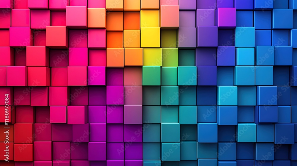 Vibrant rainbow colored cubes abstract background. Vibrant rainbow colored cubes abstract background.