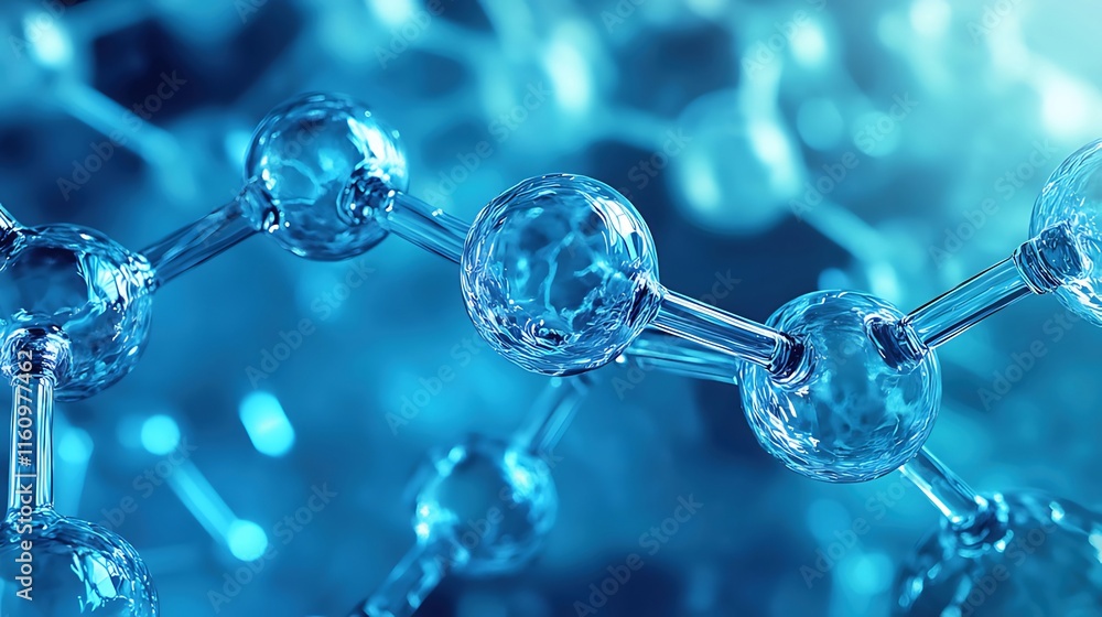 Microscopic view of molecule bonds, atoms, and crystalline structure. Microscopic view of molecule bonds, atoms, and crystalline structure.