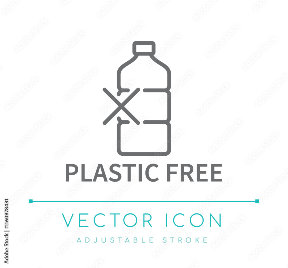 Plastic Free Bottle Line Icon Plastic Free Bottle Line Icon