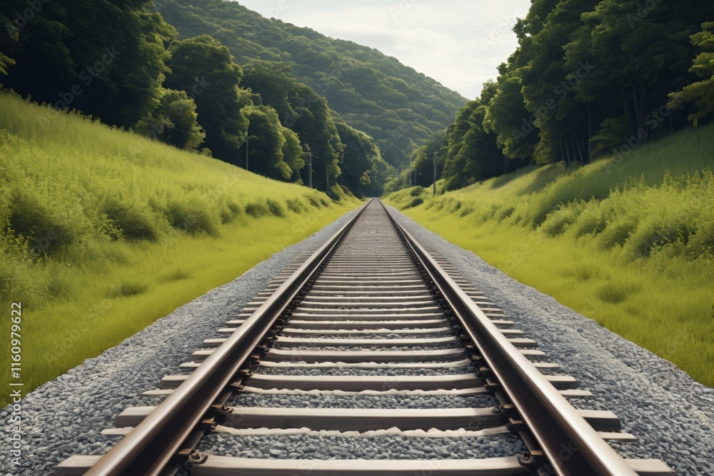 Fototapeta premium there is a train track that is going down the hill