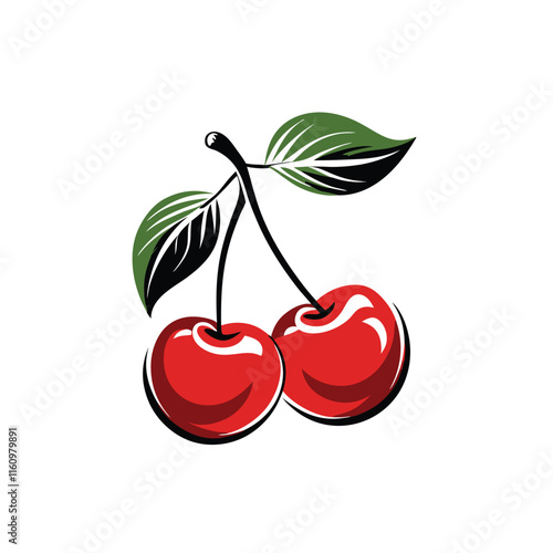 Wallpaper Mural  Vector Cherry with leaves isolated Illustrator Artwork Torontodigital.ca