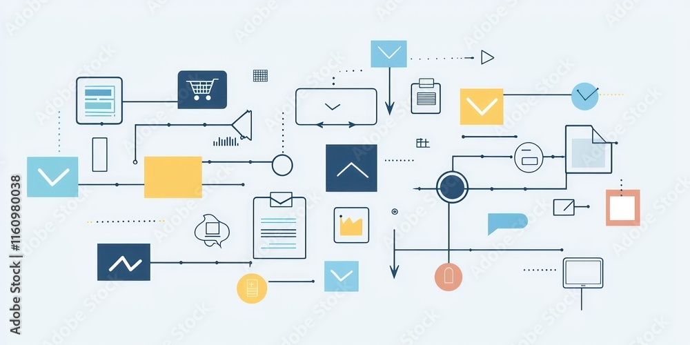 A flow of information represented visually, with icons and arrows demonstrating data transfer between systems.