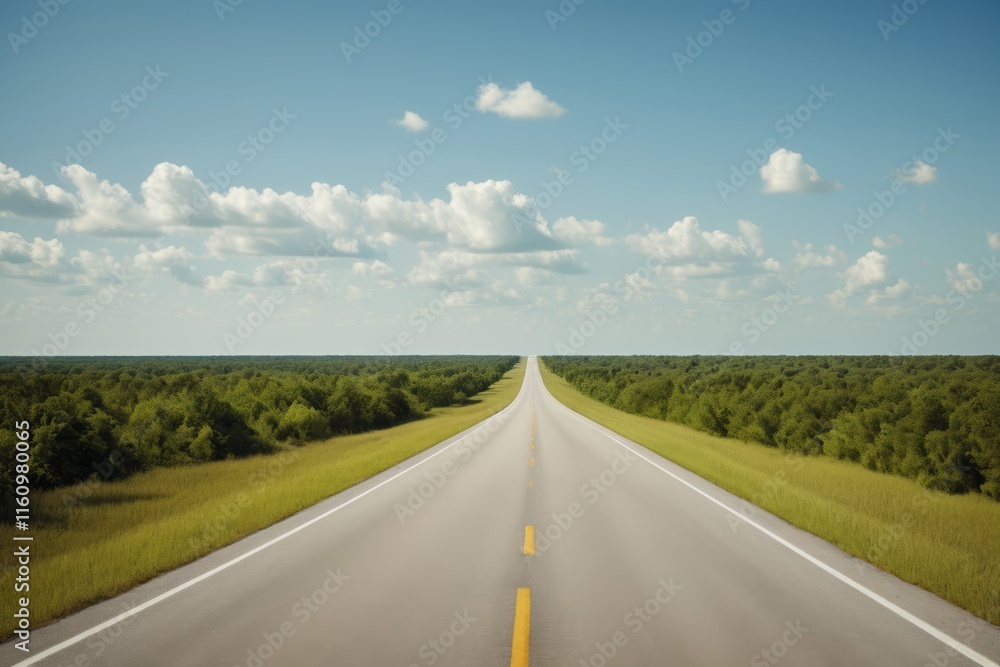 Fototapeta premium there is a long road that is empty and has a yellow line