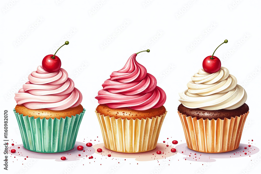 vibrant watercolor design features set holiday cupcakes crisp white vibrant watercolor design features set holiday cupcakes crisp white