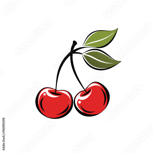 Wallpaper Mural  Vector Cherry with leaves isolated Illustrator Artwork Torontodigital.ca