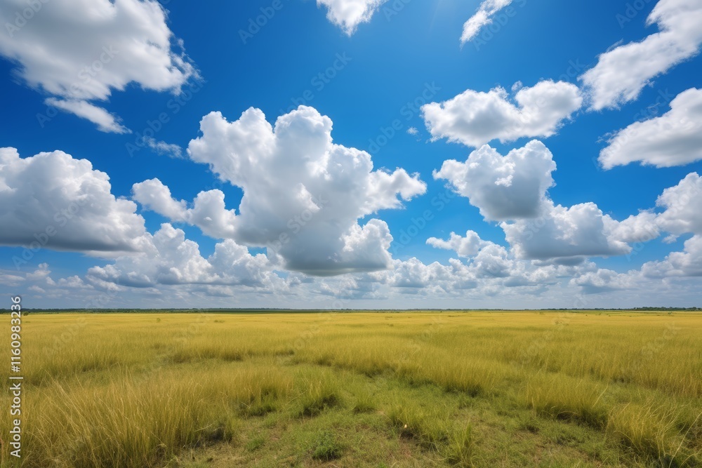 Obraz premium there is a field of grass with a blue sky in the background