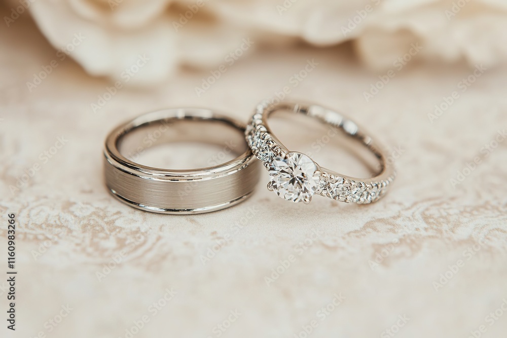 elegant wedding rings isolated on soft background with ample copy space around them elegant wedding rings isolated on soft background with ample copy space around them