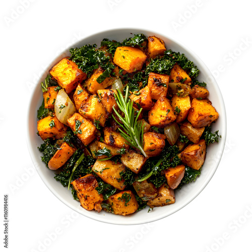 Delicious Fenugreek potato sabzi or Aloo Methi masala in white plate isolated on transparent background