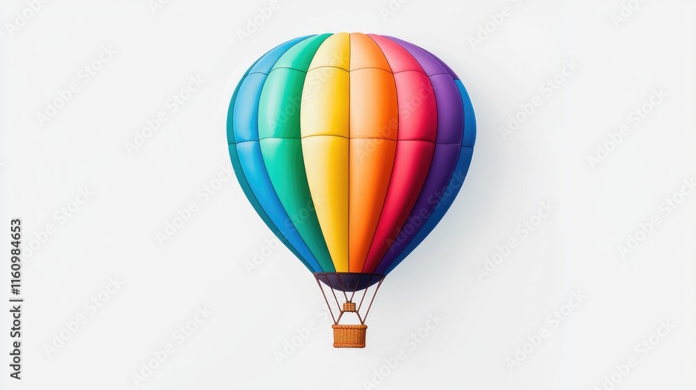 Fototapeta premium Colorful hot air balloon adventure open sky digital art bright environment aerial view freedom concept