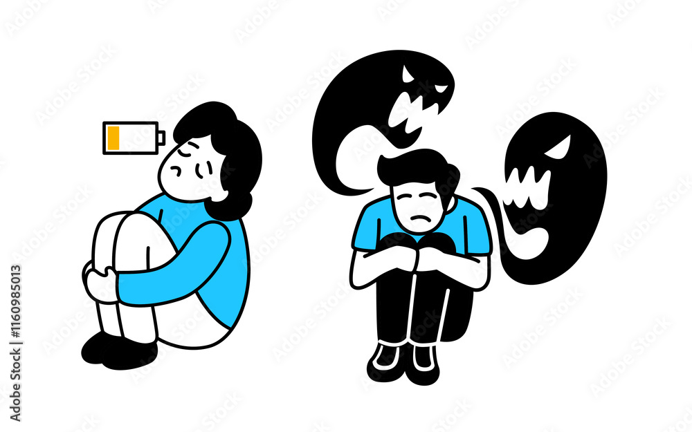 Illustrations of people with mental health problems Illustrations of people with mental health problems