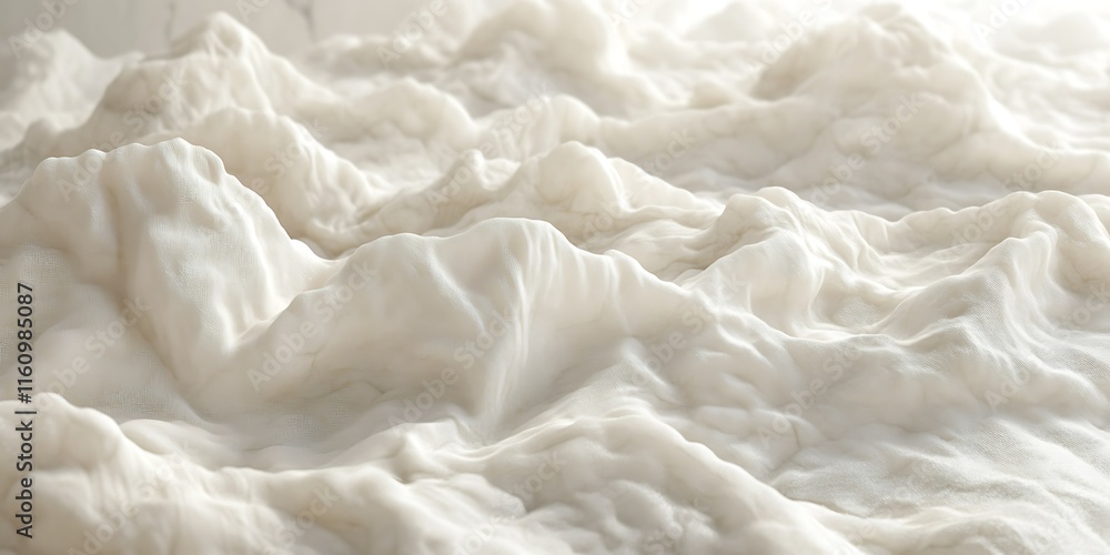 Obraz premium Abstract white textured landscape, resembling mountains or clouds.