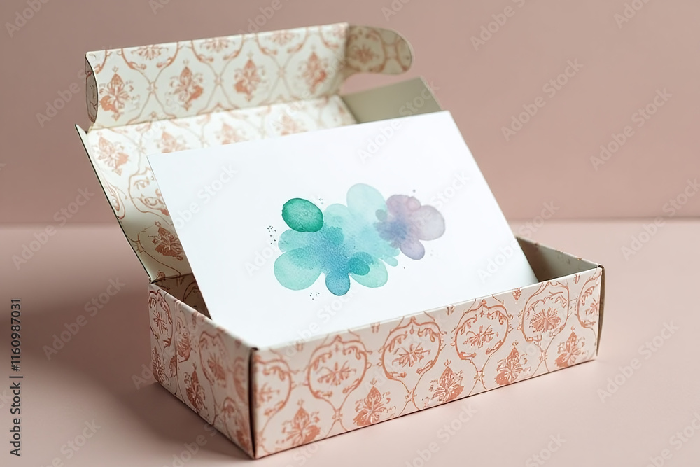 Obraz premium watercolor art carefully placed inside decorative gift box delicate designs