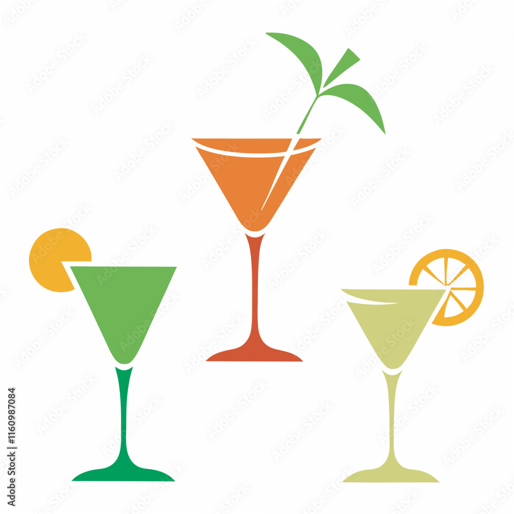 Cocktail glass logo vector set Cocktail glass logo vector set