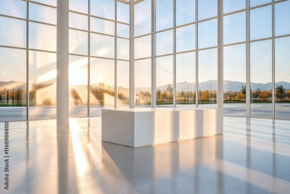 Fototapeta premium An empty room where the shadows of invisible objects hint at furniture that isnt really there
