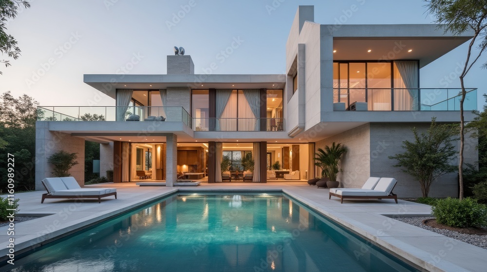 Fototapeta premium Stunning Modern Architectural Masterpiece with Unique Design and Elegant Details