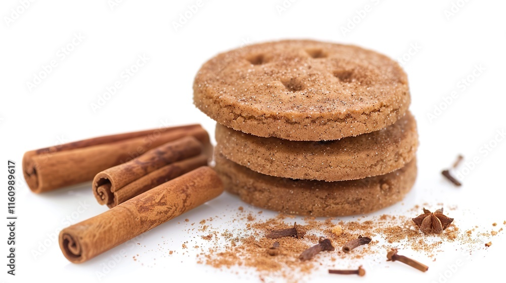 Christmas cinnamon cookie placed alone on clean white background. Delicious holiday treat with warm cinnamon flavor, perfect for festive season celebration. Ideal for baking enthusiasts to showcase Christmas cinnamon cookie placed alone on clean white background. Delicious holiday treat with warm cinnamon flavor, perfect for festive season celebration. Ideal for baking enthusiasts to showcase