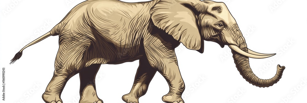 Fototapeta premium Illustration of an elephant with ample copy space for text and design elements in various layouts. Generative AI