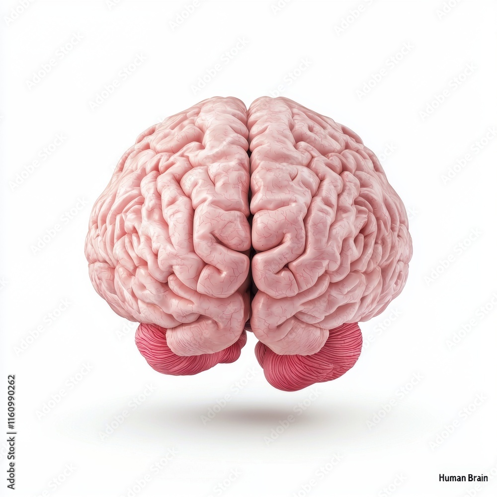 Detailed Anatomical Model of a Human Brain on White Background Detailed Anatomical Model of a Human Brain on White Background