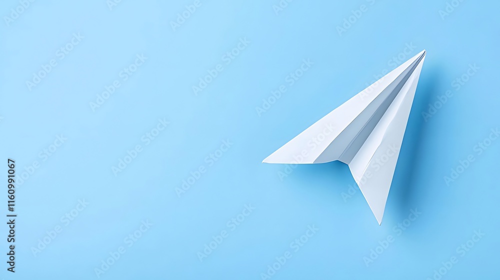 White paper airplane on light blue background. (1) White paper airplane on light blue background. (1)