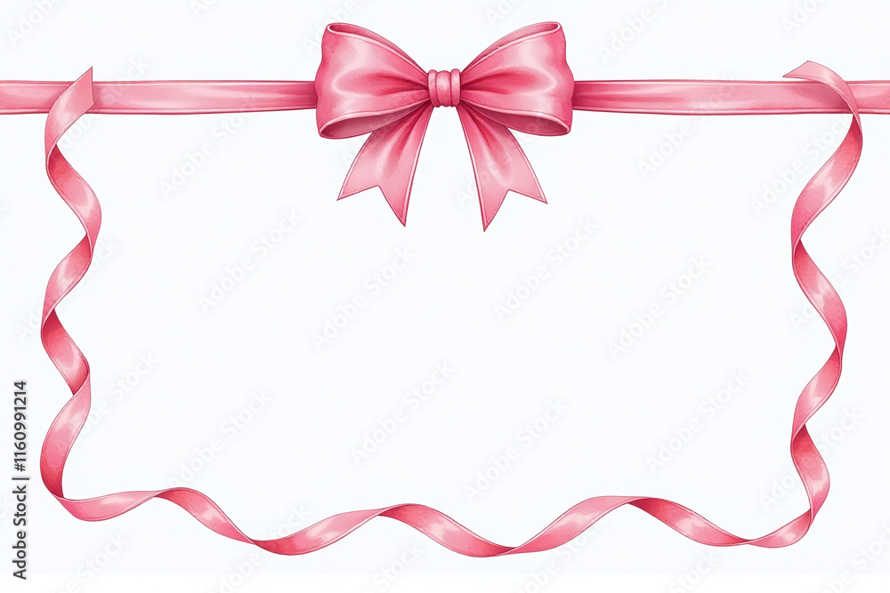 watercolor illustration pink ribbon bow frame ideal greeting cards wedding watercolor illustration pink ribbon bow frame ideal greeting cards wedding