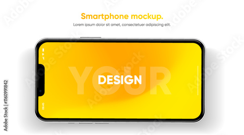 Realistic smartphone mockup. Mobile phone vector with isolated on white background. Device front view. 3D mobile phone with shadow. Realistic, high quality smart phone mockup for ui ux presentation.