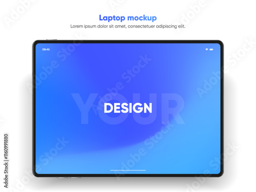 3D Tablet frame less blank screen. Empty screen device tablet mockup element. Can be used for mobile app, UI UX, business presentations. High quality EPS10 ultra realistic tablet with editable screen