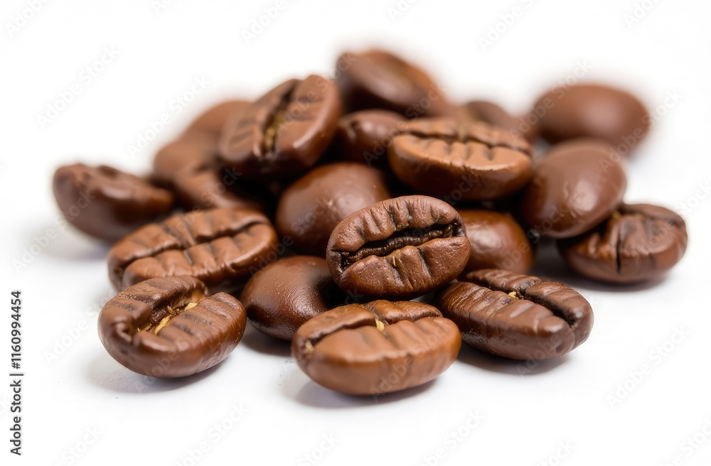 small pile of coffee beans isolated on a white background small pile of coffee beans isolated on a white background
