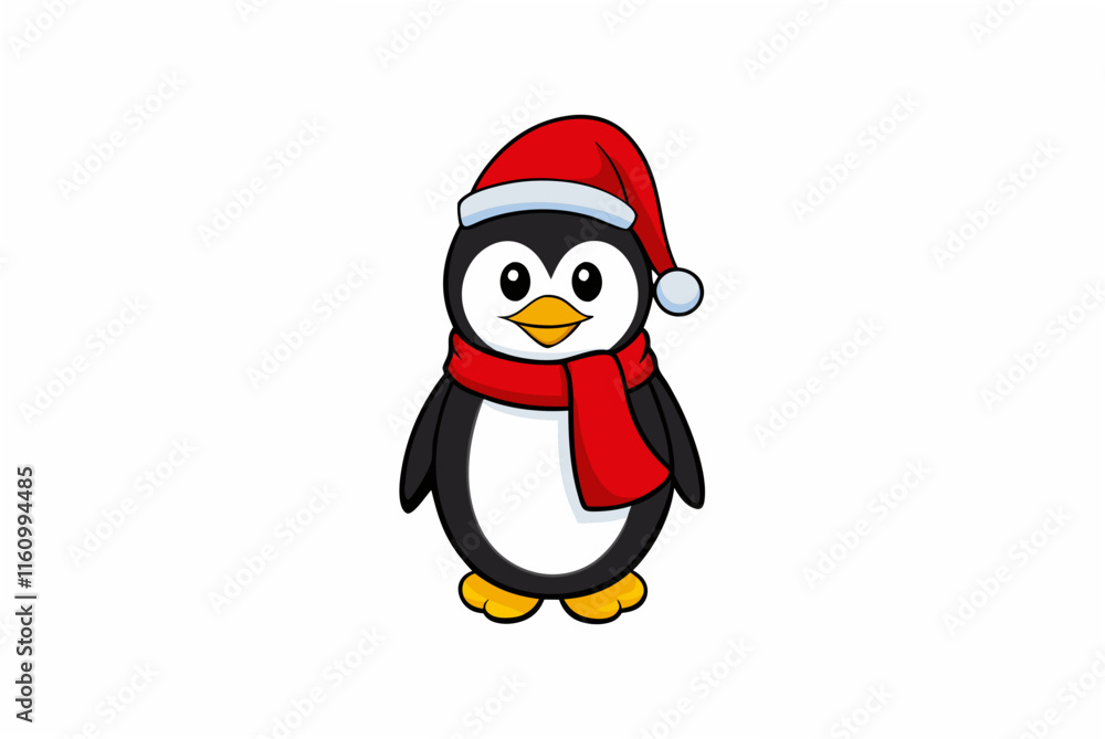 Naklejka premium penguin with santa hat