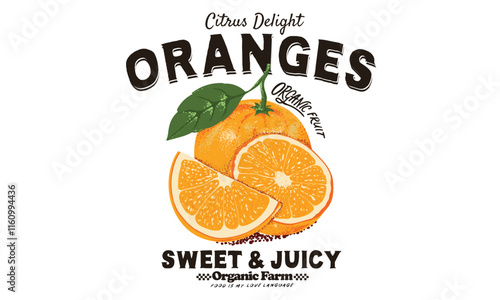 Oranges fruit artwork. Fresh orange fruit print. Nature fruit club print design. Organic food artwork for for t-shirt. Organic farm poster design. Orange art.