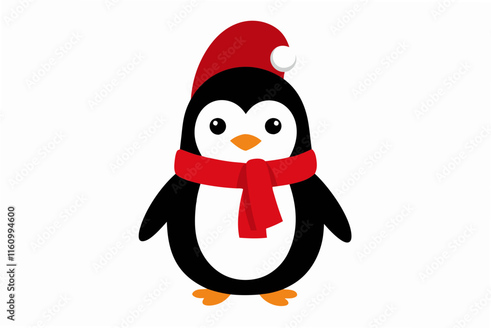 Fototapeta premium penguin with santa hat