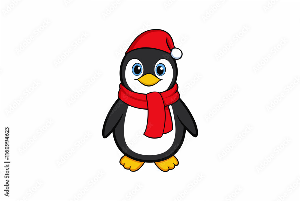 Fototapeta premium penguin with christmas hat