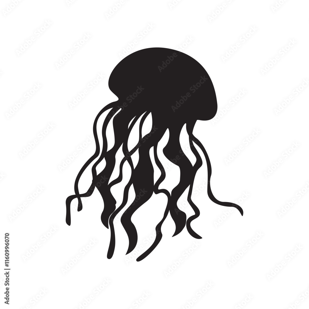 Φωτογραφία Jellyfish silhouette design. underwater animal sign and symbol.