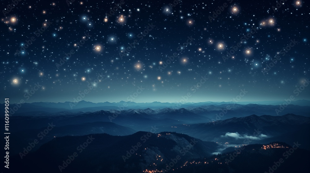Long exposure ofof a night sky full of stars, golden hour lighting, empty space on the left for text,GENERATIVE AI ILLUSTRATION Long exposure ofof a night sky full of stars, golden hour lighting, empty space on the left for text,GENERATIVE AI ILLUSTRATION
