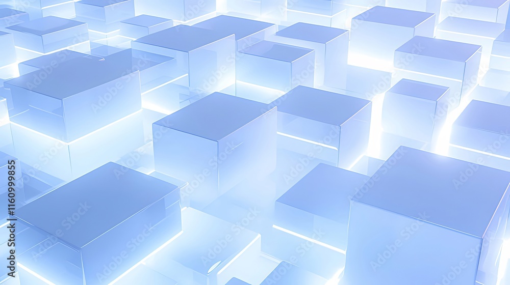Abstract background of glowing blue cubes. Abstract background of glowing blue cubes.