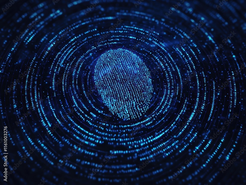 Futuristic Digital Fingerprint Representing Data Security Concept