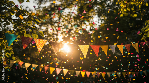 Bunte Wimpel: Festliche Atmosphäre unter strahlendem Sonnenlicht

