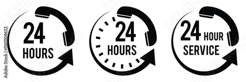 24 hours service icon vector illustration isolated on white background.