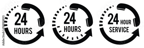 24 hours service icon vector illustration isolated on white background.