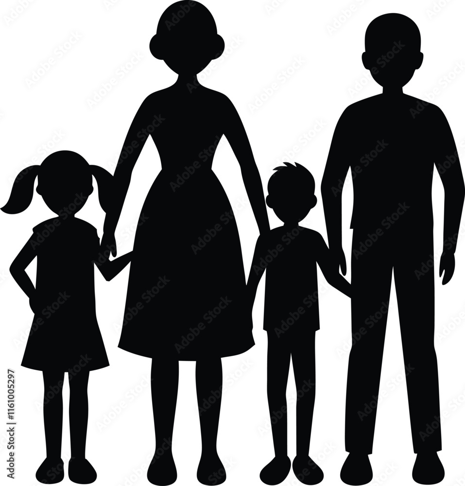 silhouette of a family isolated on white background silhouette of a family isolated on white background