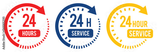24 hour service icon. 24 hours icon. 24 hours order execution or delivery service icon. 24 hours icon flat style on a white background.