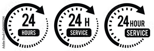 24 hours service icon vector illustration isolated on white background.