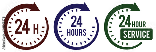 24 hour service icon. 24 hours icon. 24 hours order execution or delivery service icon. 24 hours icon flat style on a white background.
