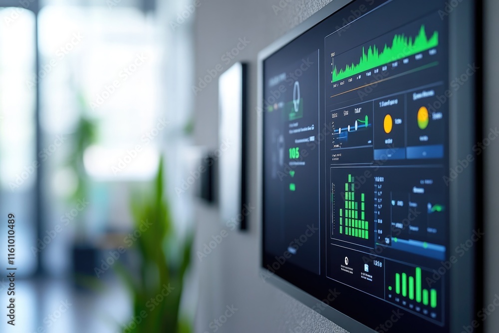 Digital dashboard displays real-time analytics with vibrant grap Digital dashboard displays real-time analytics with vibrant grap